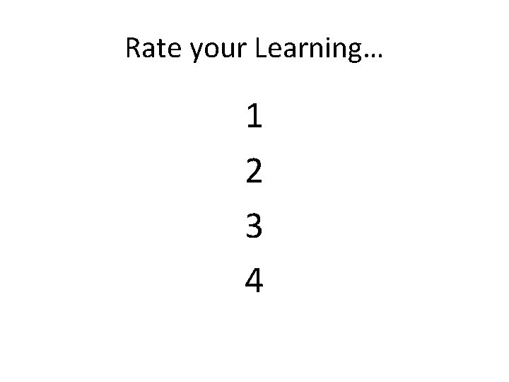 Rate your Learning… 1 2 3 4 