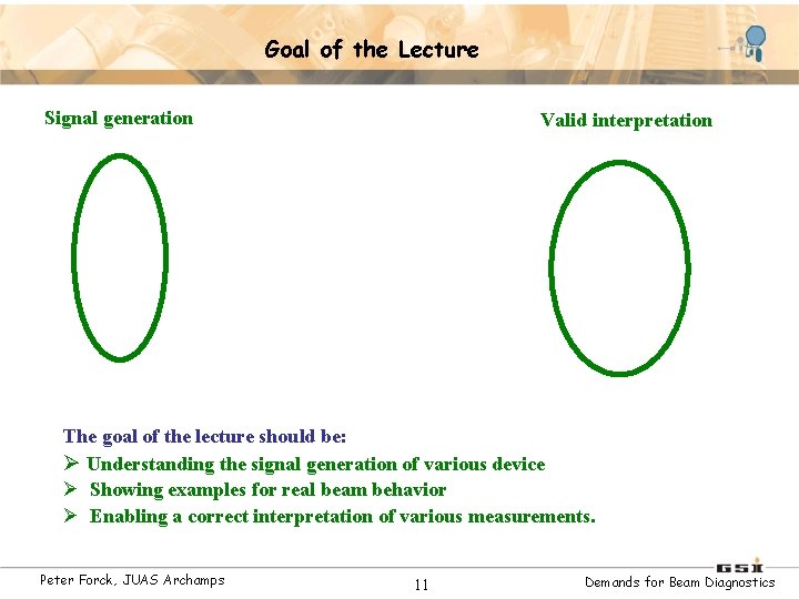 Goal of the Lecture Signal generation Valid interpretation The goal of the lecture should