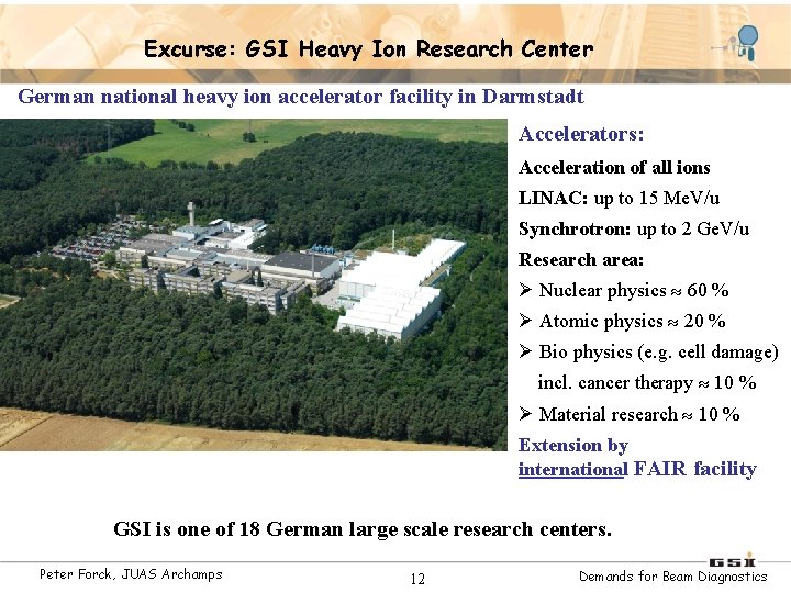 Excurse: GSI Heavy Ion Research Center German national heavy ion accelerator facility in Darmstadt