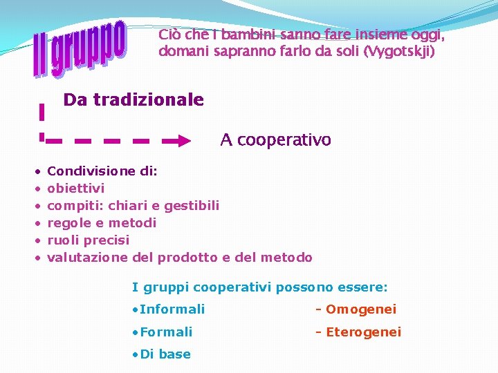 Ciò che i bambini sanno fare insieme oggi, domani sapranno farlo da soli (Vygotskji)