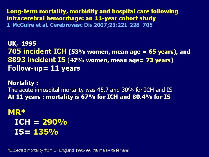 Long-term mortality, morbidity and hospital care following intracerebral hemorrhage: an 11 -year cohort study