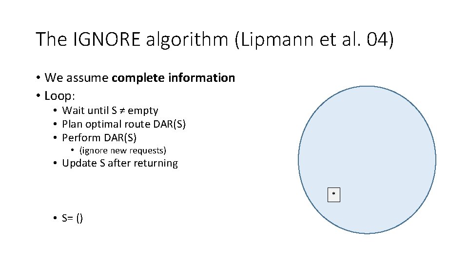 The IGNORE algorithm (Lipmann et al. 04) • We assume complete information • Loop: The IGNORE algorithm (Lipmann et al. 04) • We assume complete information • Loop:
