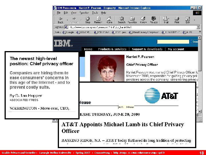 Usable Privacy and Security • Carnegie Mellon University • Spring 2007 • Cranor/Hong •