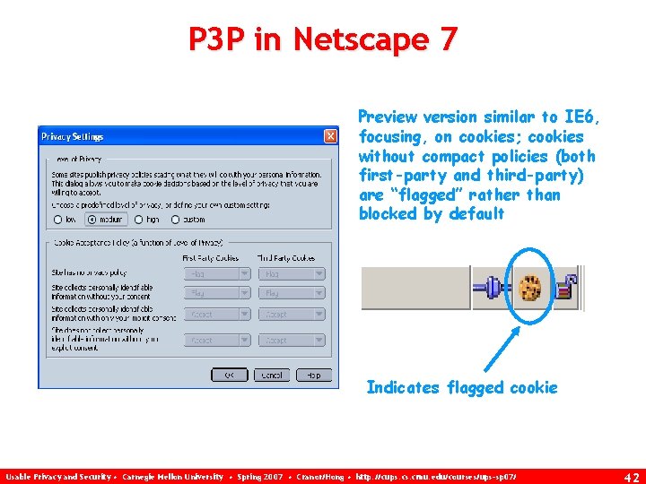 P 3 P in Netscape 7 Preview version similar to IE 6, focusing, on