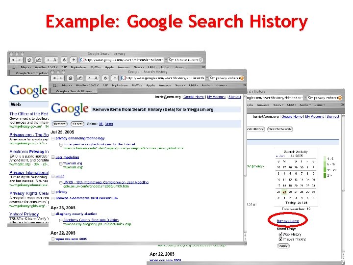 Example: Google Search History 79 