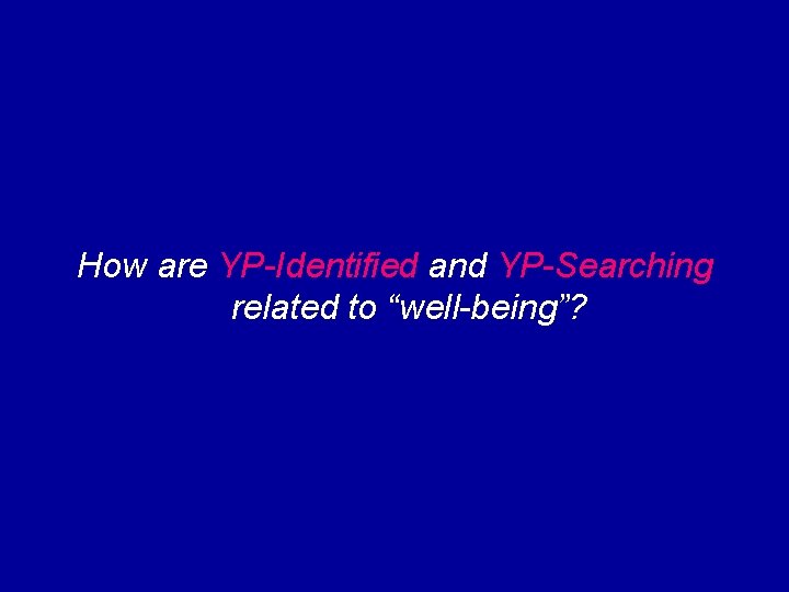 How are YP-Identified and YP-Searching related to “well-being”? 
