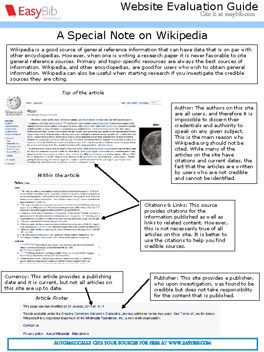 Citing a website article - MLA Website Evaluation Guide Cite it at easybib. com