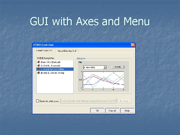 GUI with Axes and Menu 