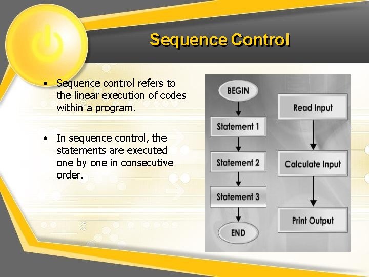 Sequence Control • Sequence control refers to the linear execution of codes within a