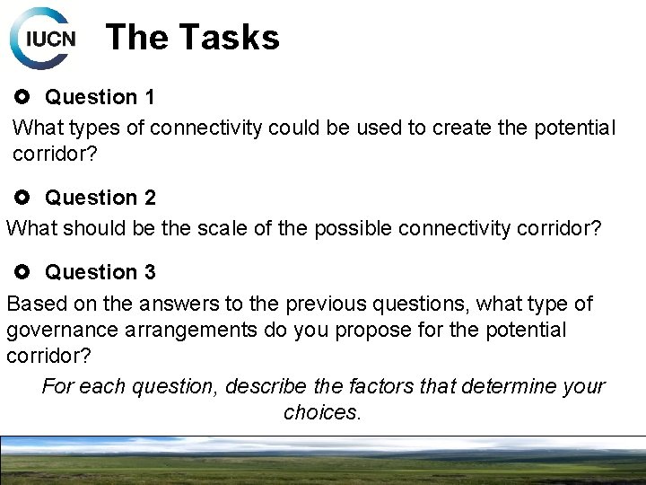 The Tasks Question 1 What types of connectivity could be used to create the