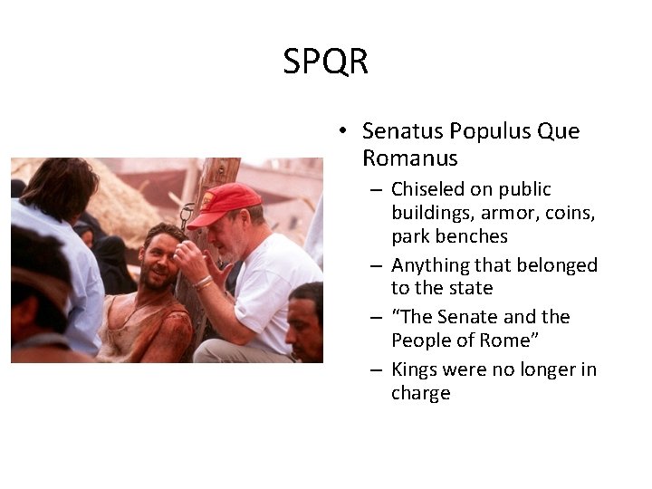 SPQR • Senatus Populus Que Romanus – Chiseled on public buildings, armor, coins, park