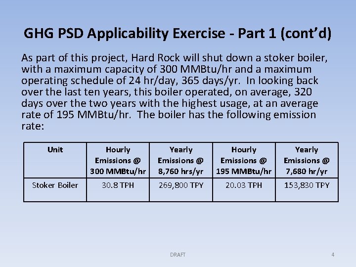 GHG PSD Applicability Exercise - Part 1 (cont’d) As part of this project, Hard