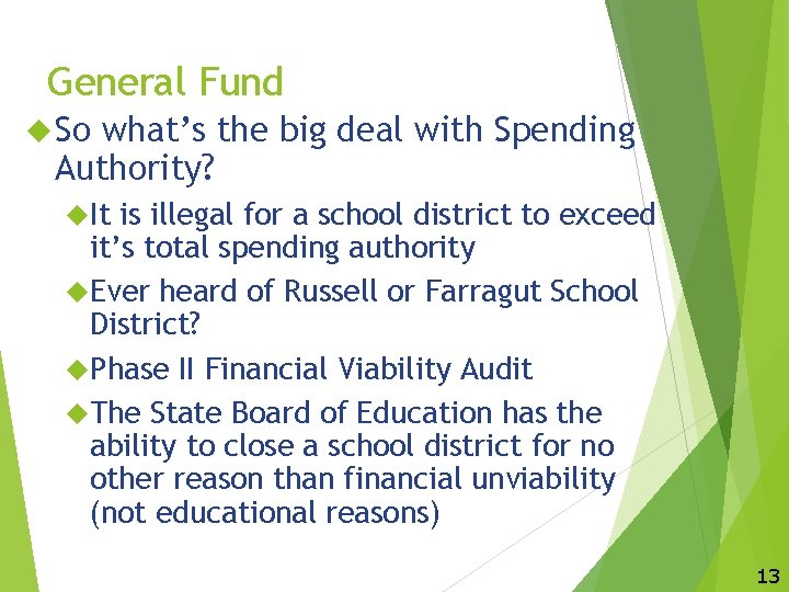 General Fund So what’s the big deal with Spending Authority? It is illegal for
