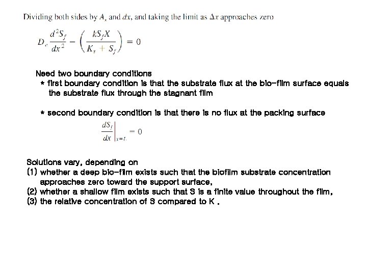 Need two boundary conditions * first boundary condition is that the substrate flux at