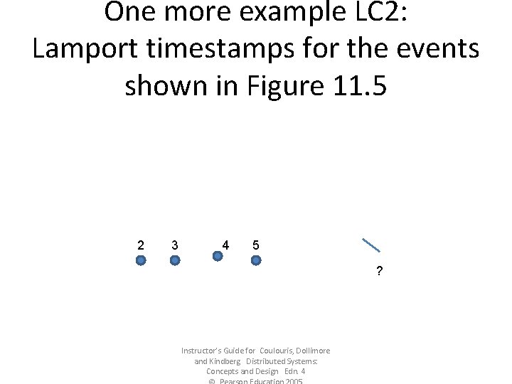 One more example LC 2: Lamport timestamps for the events shown in Figure 11.