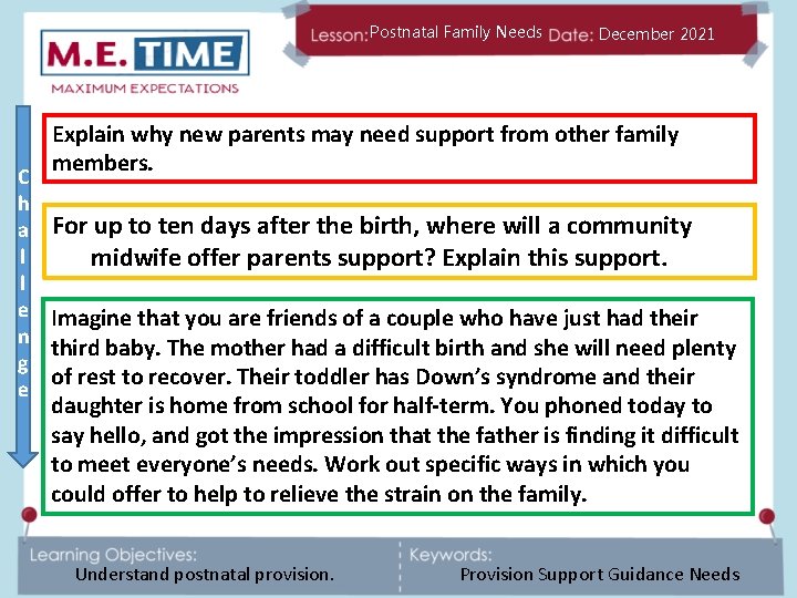 Postnatal Family Needs December 2021 Explain why new parents may need support from other