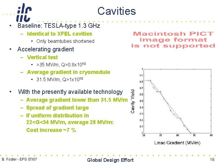Cavities • Baseline: TESLA-type 1. 3 GHz – Identical to XFEL cavities • Only