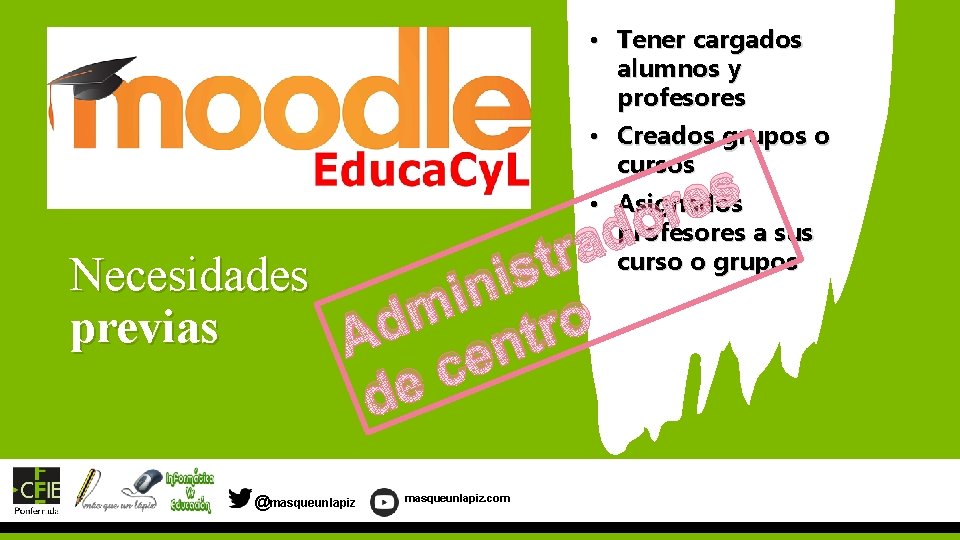  • Tener cargados alumnos y profesores • Creados grupos o cursos s e