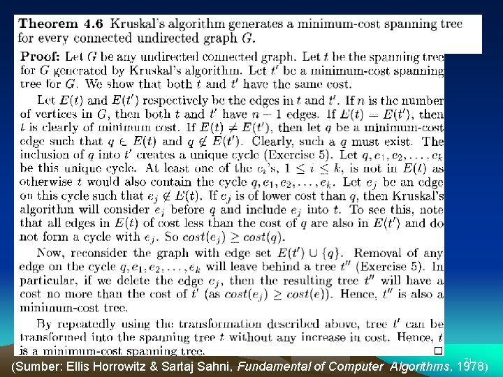 71 71 (Sumber: Ellis Horrowitz & Sartaj Sahni, Fundamental of Computer Algorithms, 1978) 