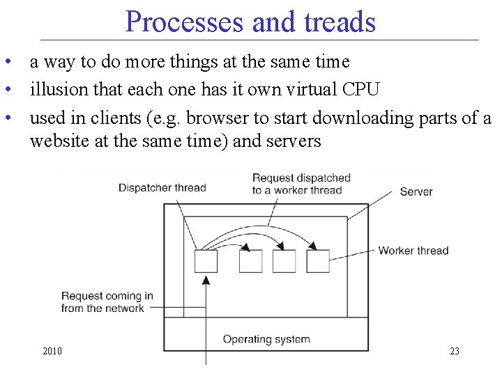Processes and treads • a way to do more things at the same time