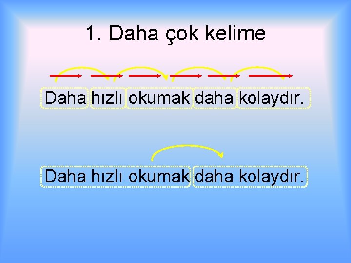 1. Daha çok kelime Daha hızlı okumak daha kolaydır. 