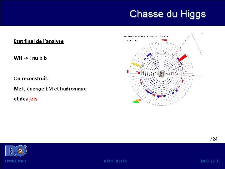 Chasse du Higgs Etat final de l‘analyse WH -> l nu b b On