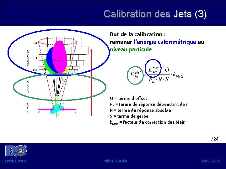 Calibration des Jets (3) But de la calibration : ramener l‘énergie calorimétrique au niveau