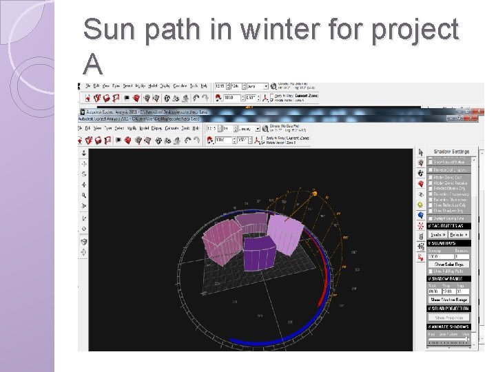 Sun path in winter for project A 