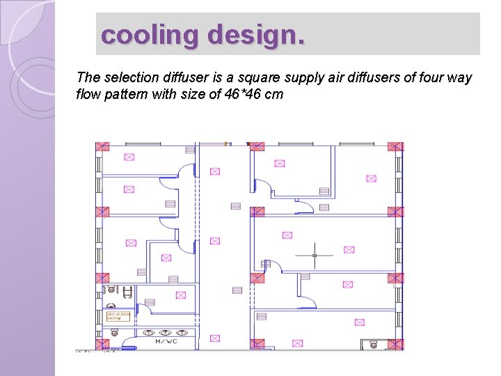 cooling design. The selection diffuser is a square supply air diffusers of four way