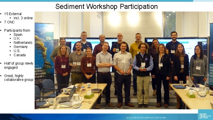 Sediment Workshop Participation • 15 External • incl. 3 online • 7 ONC •