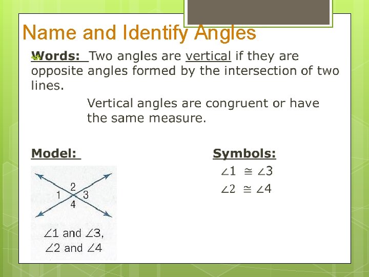 Name and Identify Angles 