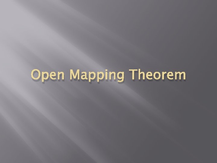 Open Mapping Theorem 