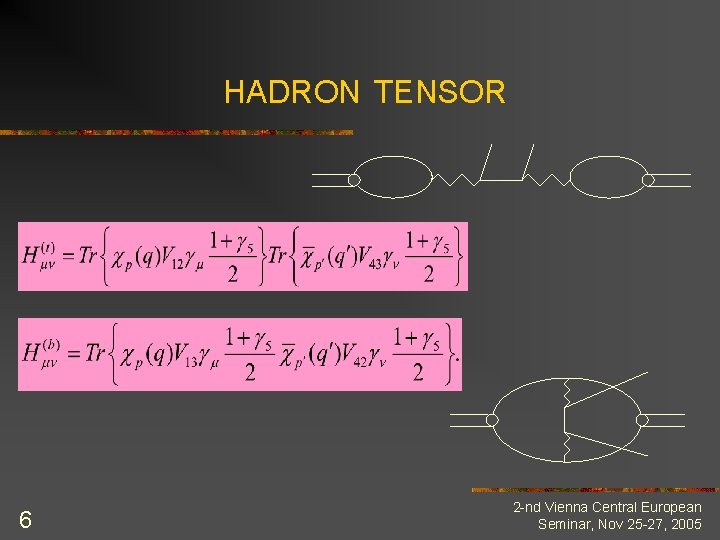 HADRON TENSOR 6 2 -nd Vienna Central European Seminar, Nov 25 -27, 2005 