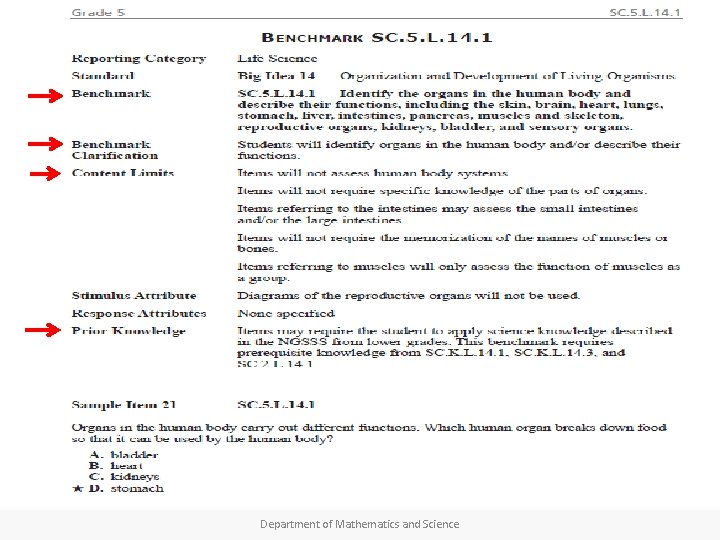 Department of Mathematics and Science 