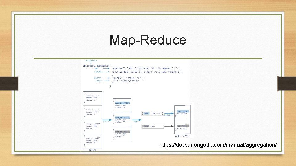 Map-Reduce https: //docs. mongodb. com/manual/aggregation/ 