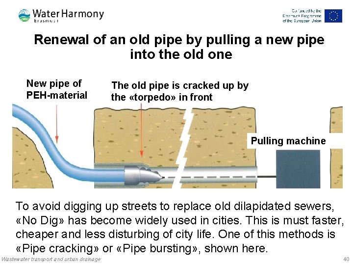 Renewal of an old pipe by pulling a new pipe into the old one