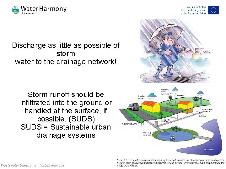 Discharge as little as possible of storm water to the drainage network! Storm runoff