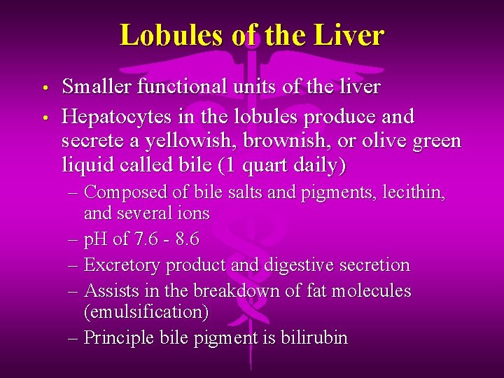 Lobules of the Liver • • Smaller functional units of the liver Hepatocytes in