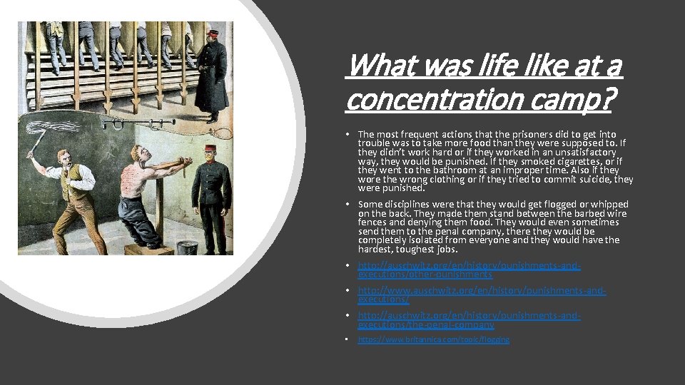 What was life like at a concentration camp? • The most frequent actions that