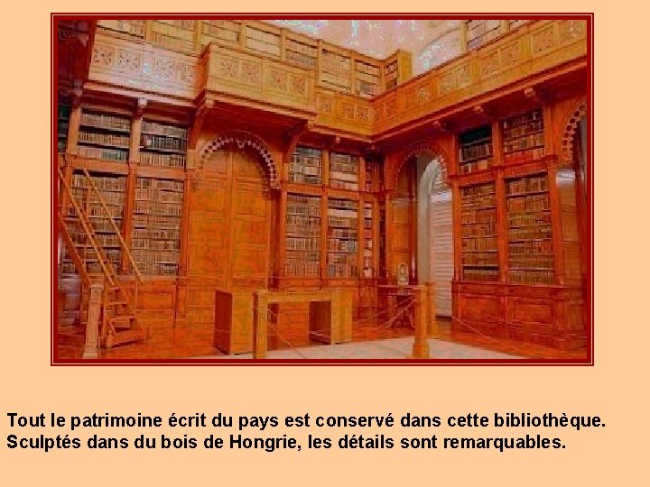 Tout le patrimoine écrit du pays est conservé dans cette bibliothèque. Sculptés dans du