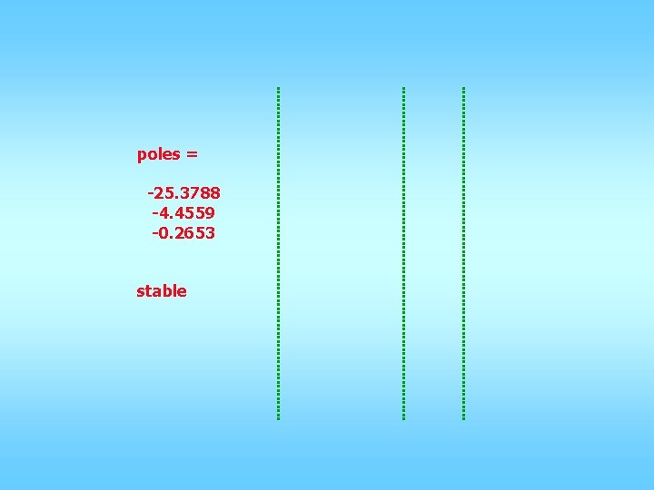 poles = -25. 3788 -4. 4559 -0. 2653 stable 