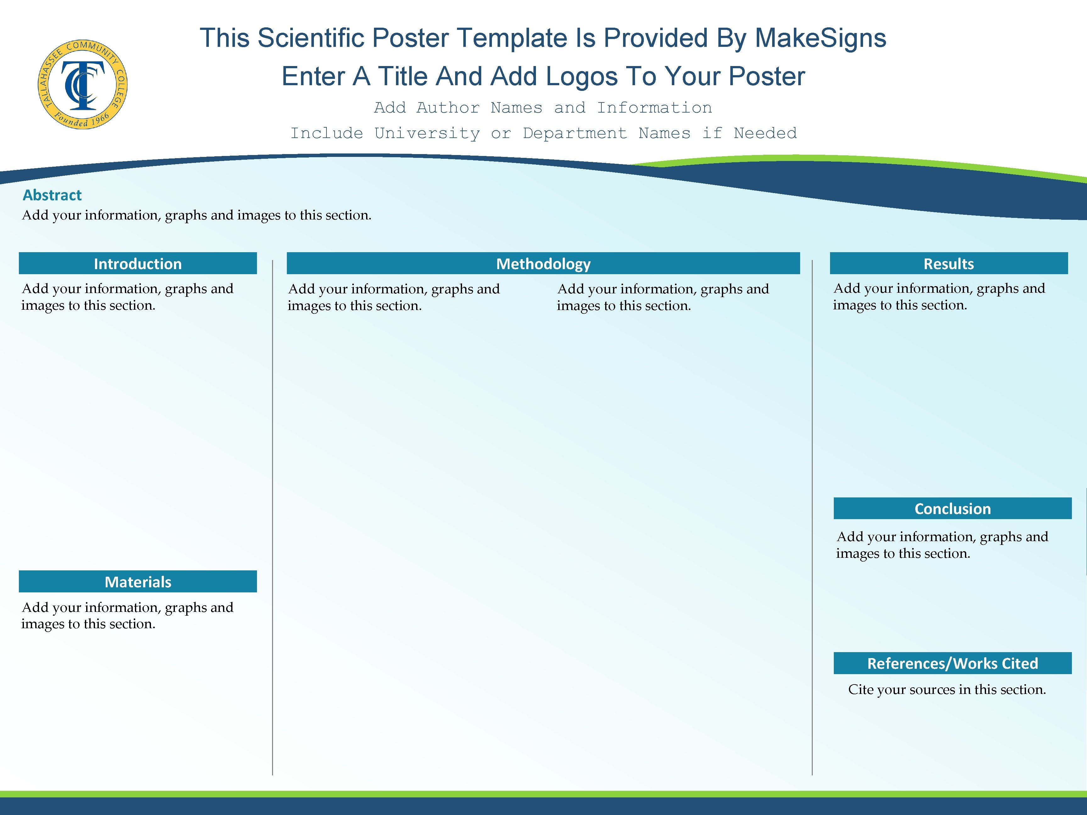 This Scientific Poster Template Is Provided By Make. Signs Enter A Title And Add