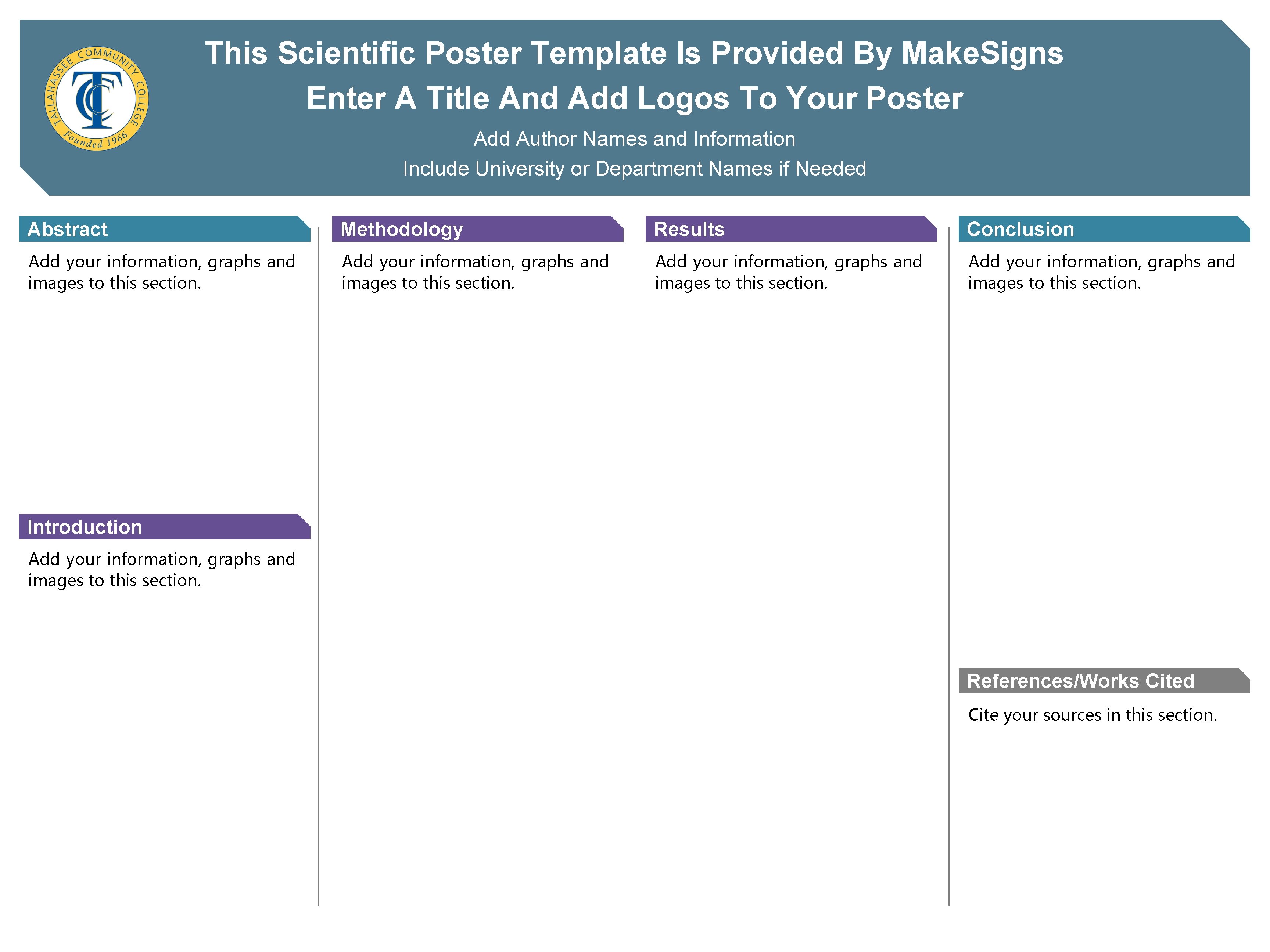 This Scientific Poster Template Is Provided By Make. Signs Enter A Title And Add