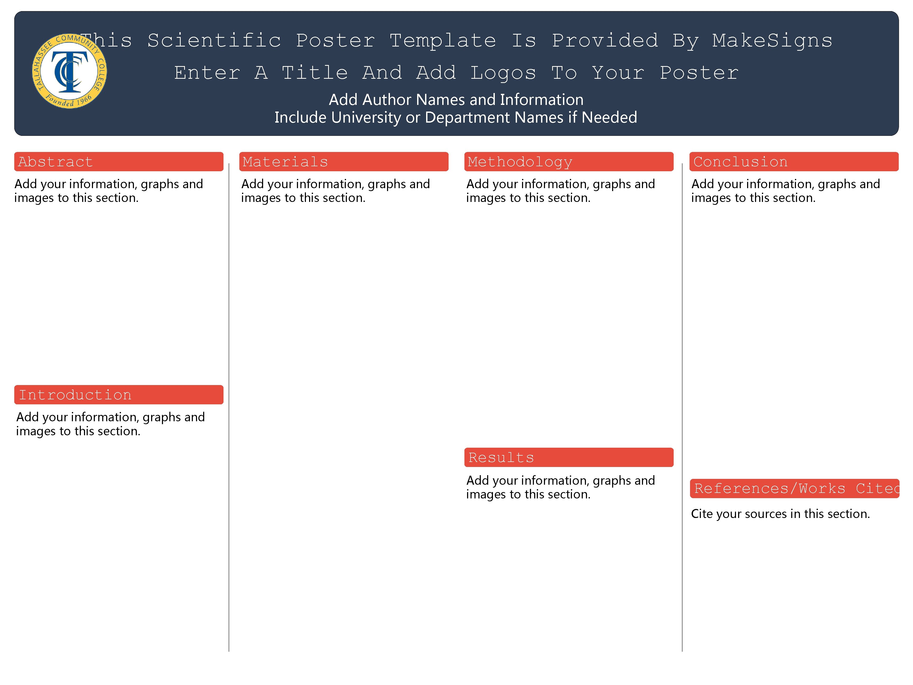 This Scientific Poster Template Is Provided By Make. Signs Enter A Title And Add