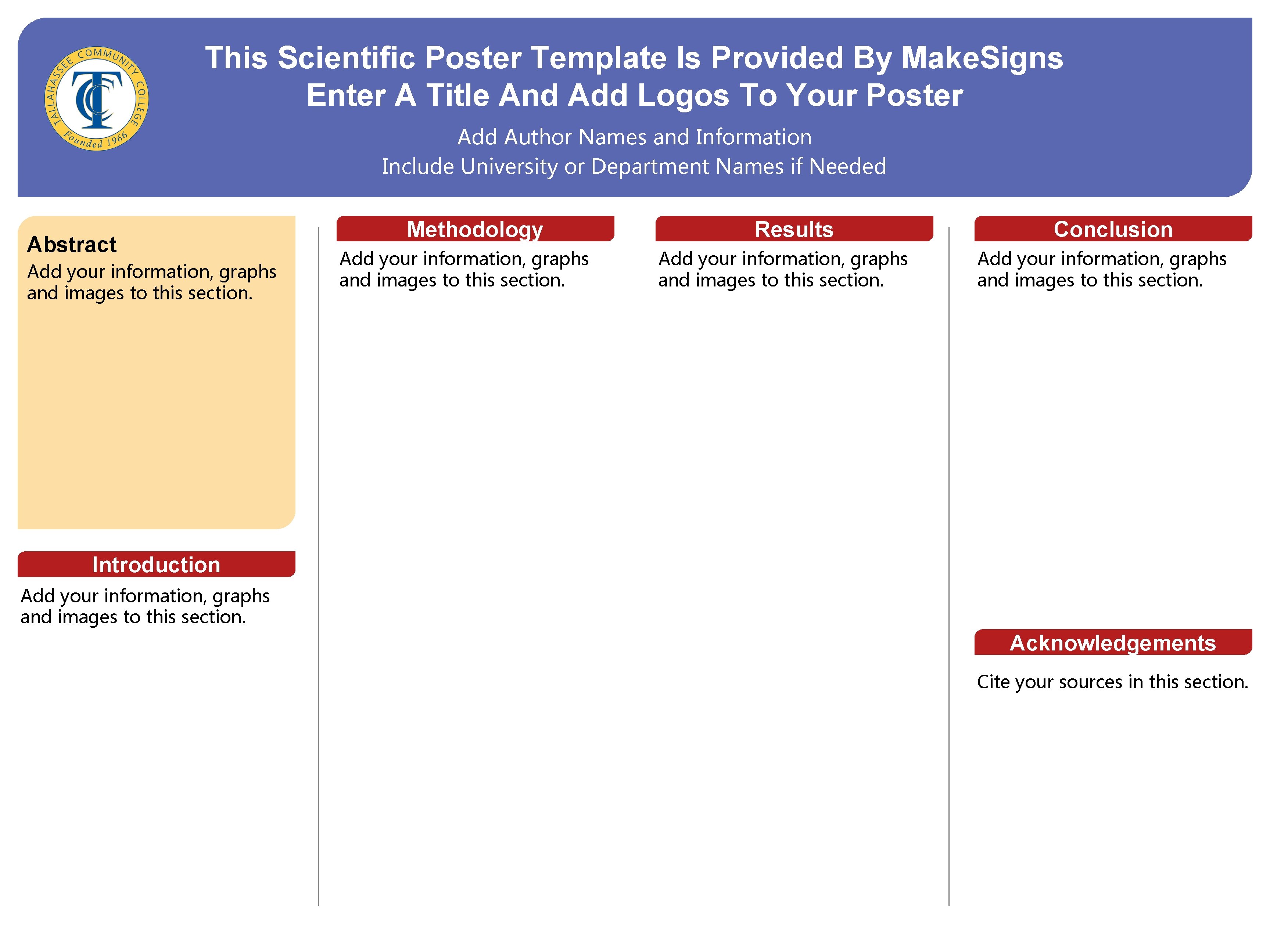 This Scientific Poster Template Is Provided By Make. Signs Enter A Title And Add