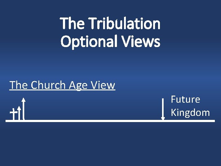 The Tribulation Optional Views The Church Age View Future Kingdom 