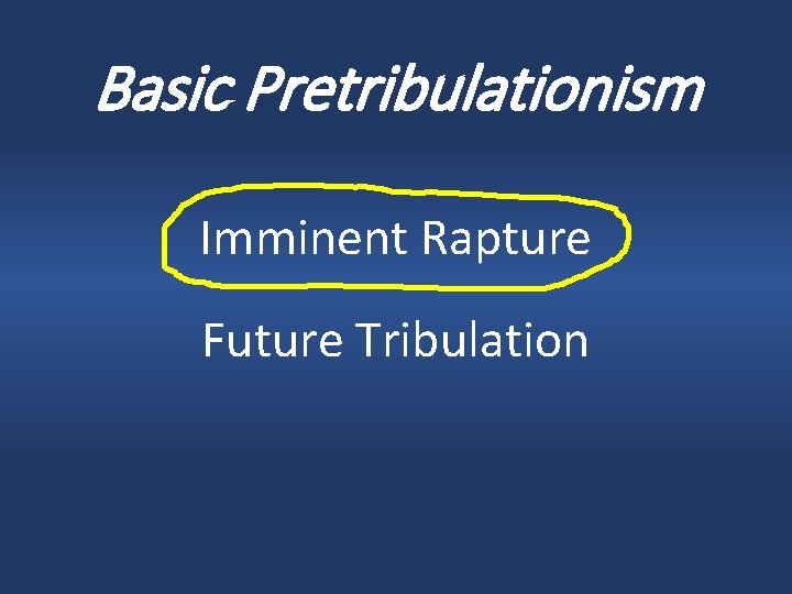 Basic Pretribulationism Imminent Rapture Future Tribulation 