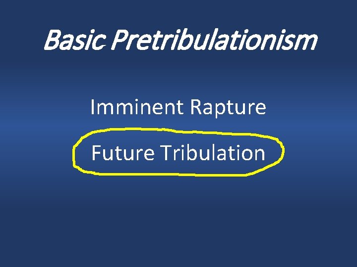 Basic Pretribulationism Imminent Rapture Future Tribulation 