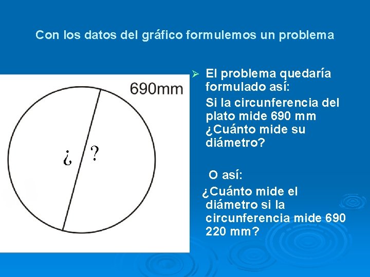 Con los datos del gráfico formulemos un problema Ø El problema quedaría formulado así: