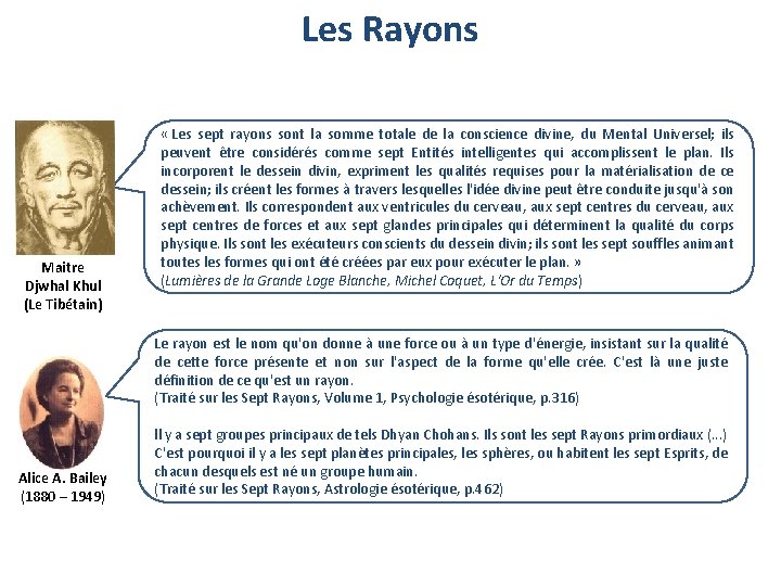 Les Rayons Maitre Djwhal Khul (Le Tibétain) « Les sept rayons sont la somme